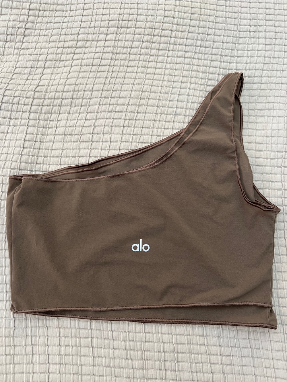 ALO Yoga One-Shoulder layered Brown Top Small